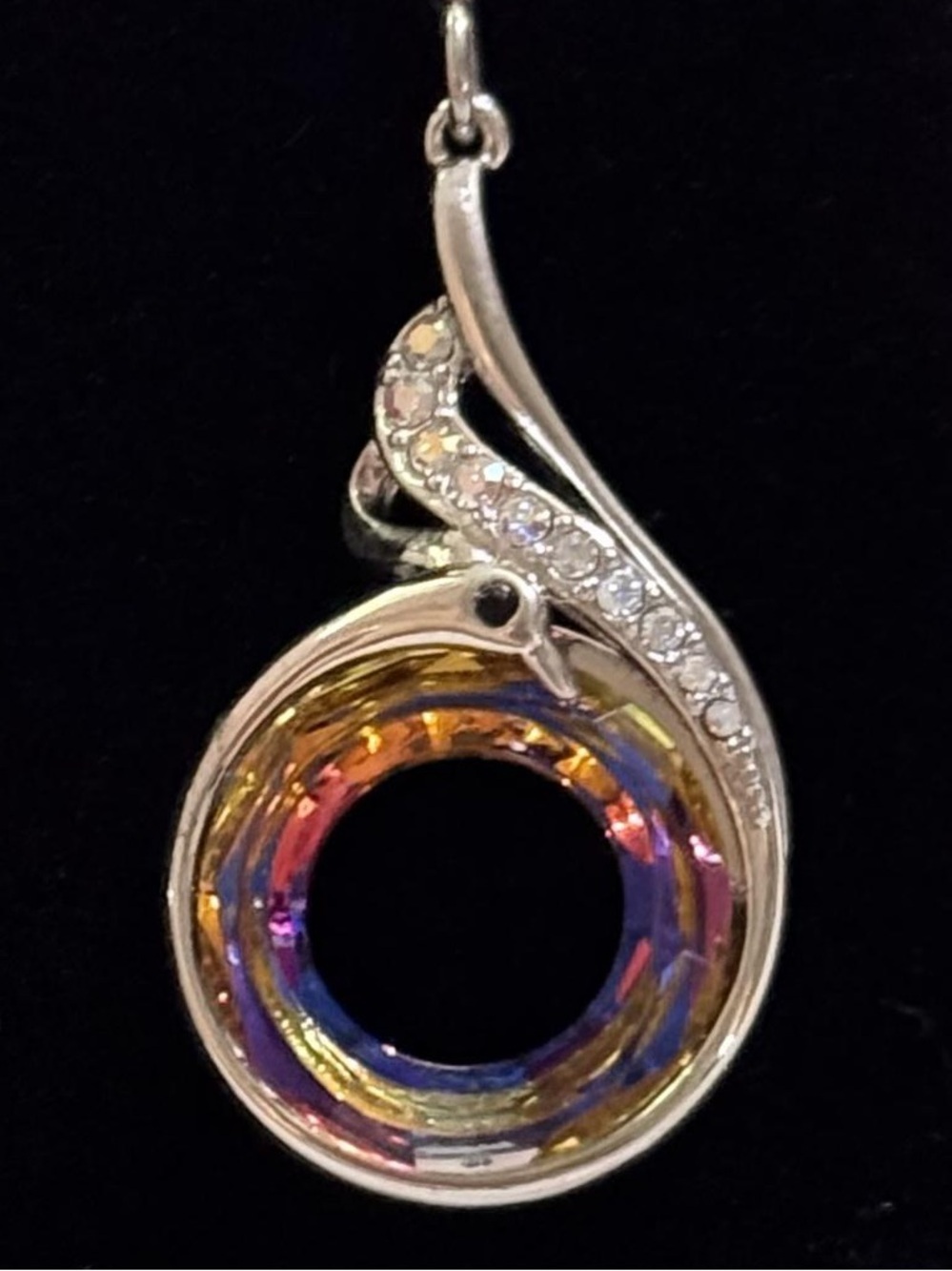 Colorful Circle Pendant Necklace & Drop Earrings Set - Silver Tone - Picture 5 of 7